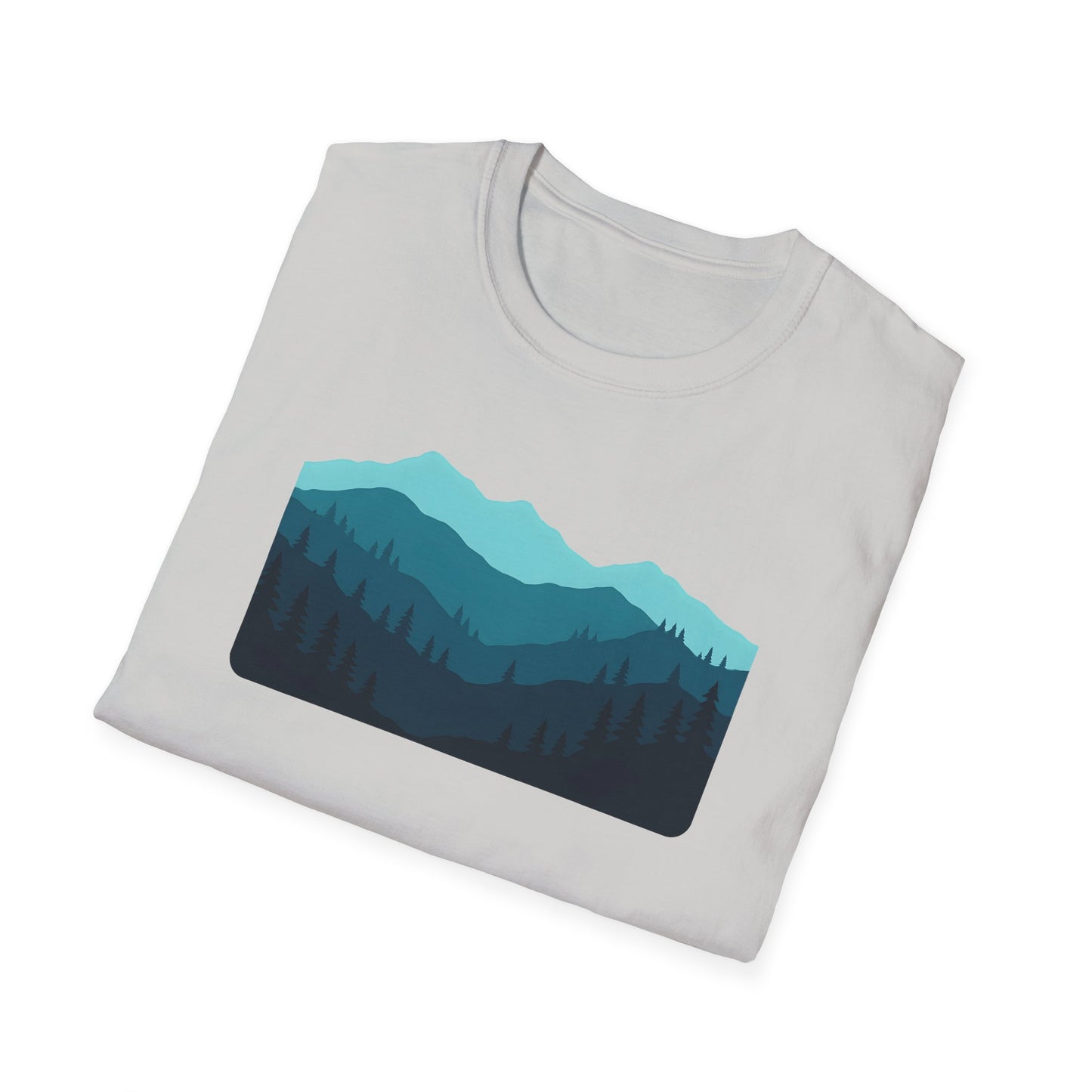 Layered Teal Mountain Landscape T-shirt