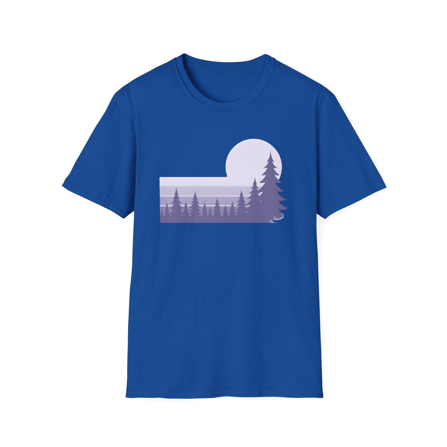 Retro Lilac Sunset Over Pines T-shirt