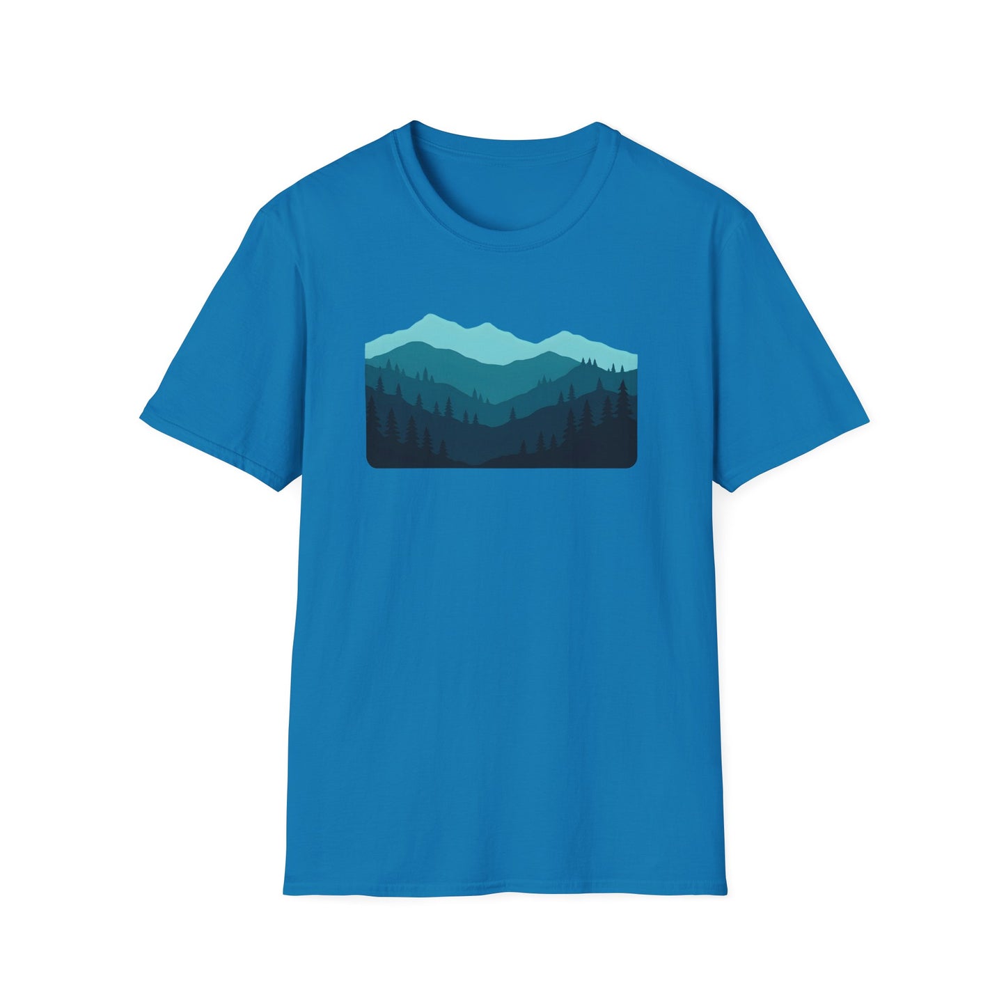 Layered Teal Mountain Landscape T-shirt