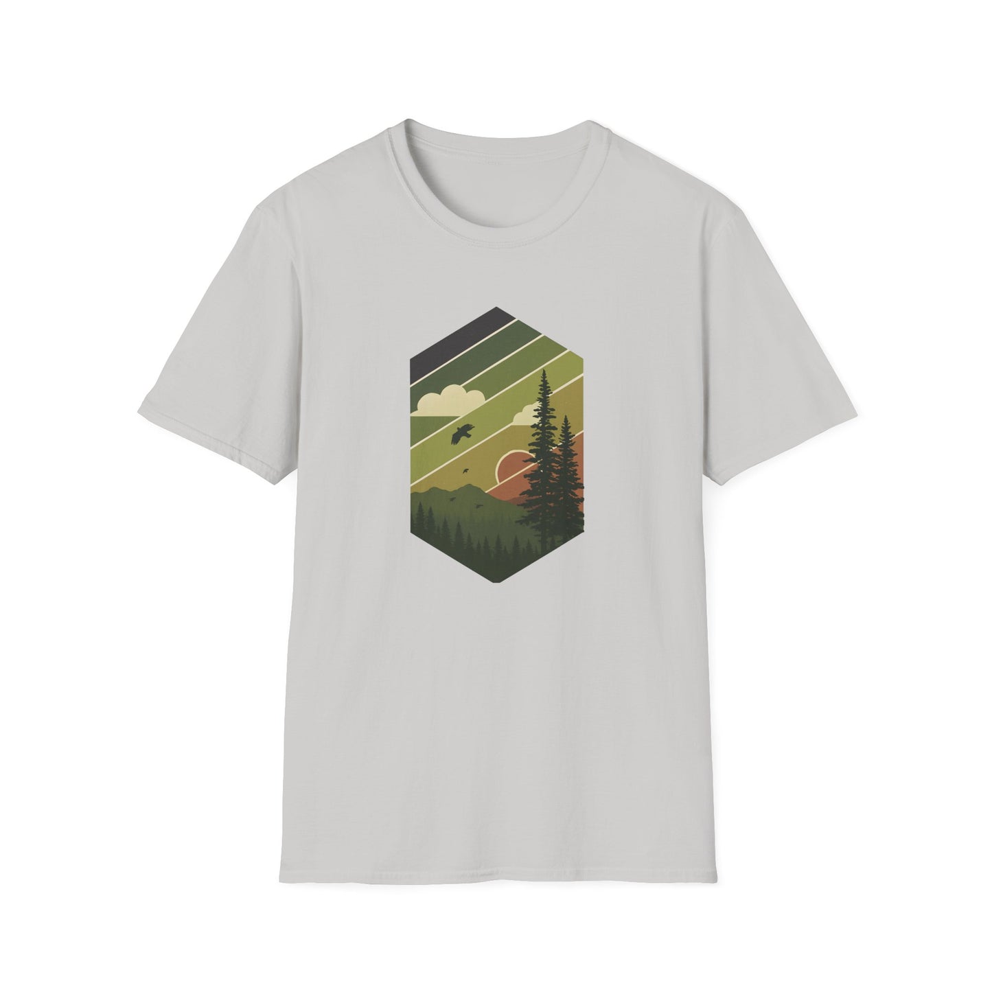 Retro Pine Forest Sunset T-shirt