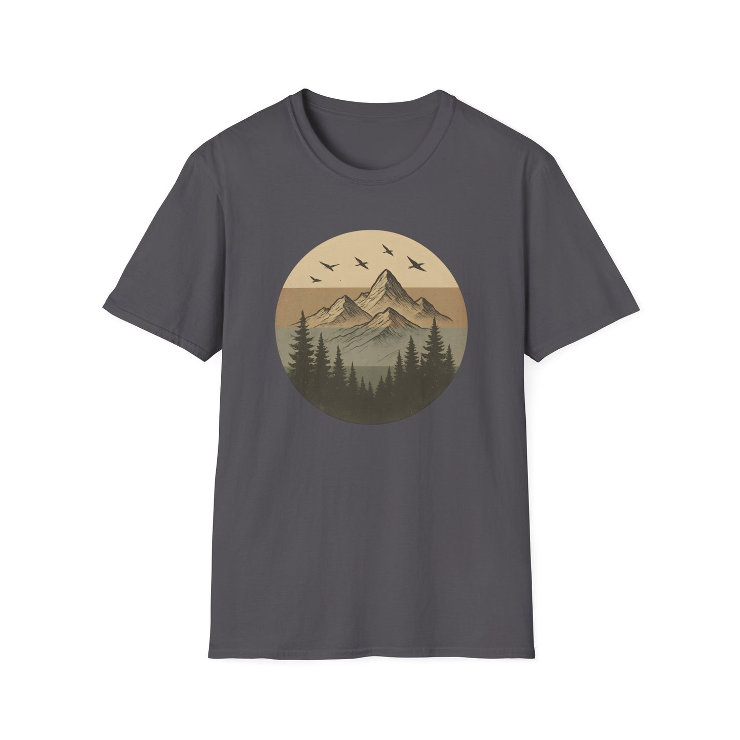 Retro Mountain Landscape Earth Tones T-shirt