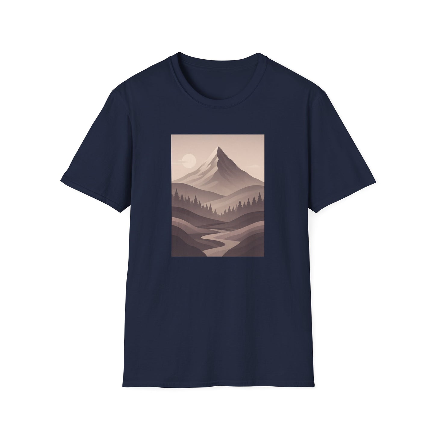 Layered Valley Greyscale Landscape T-shirt