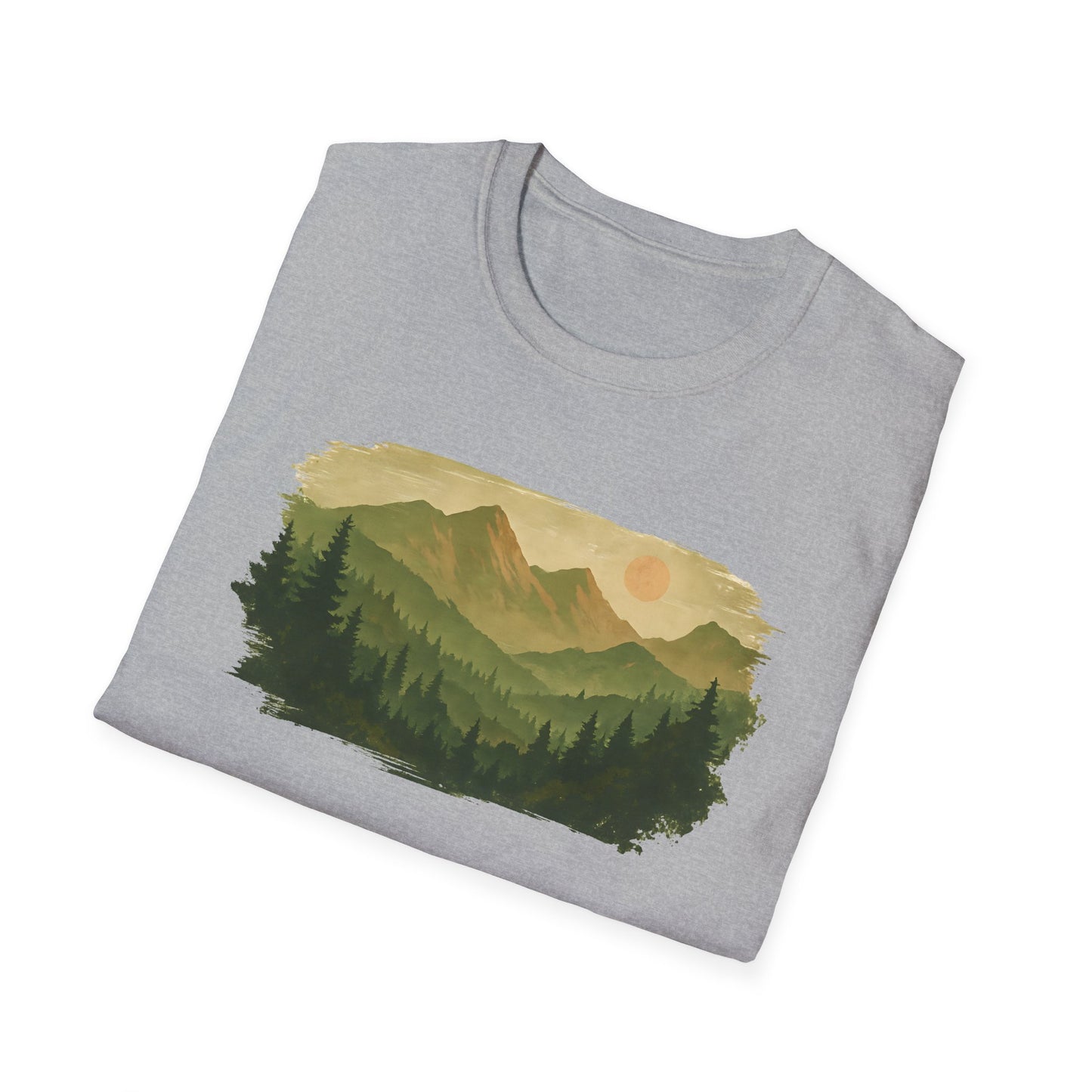 Brushstroke Green Mountain Landscape T-shirt