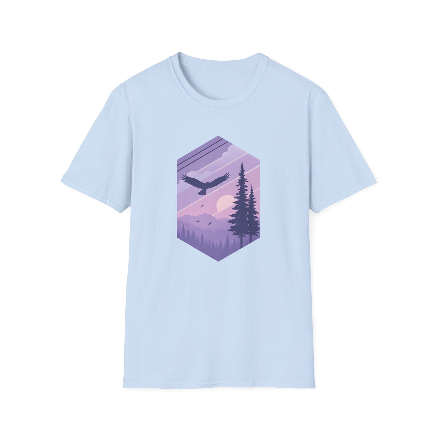 Soaring Eagle Over Purple Pines T-shirt