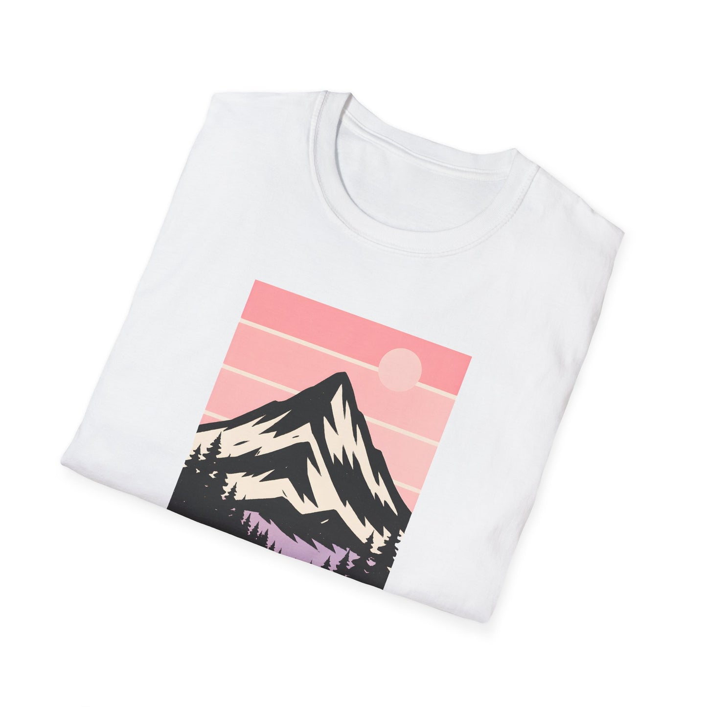 Retro Mountain Peak Pink Sunset T-shirt