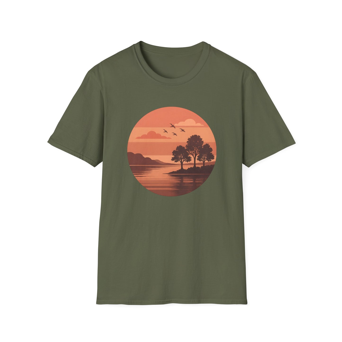 Deep Red Sunset Over Lake T-shirt