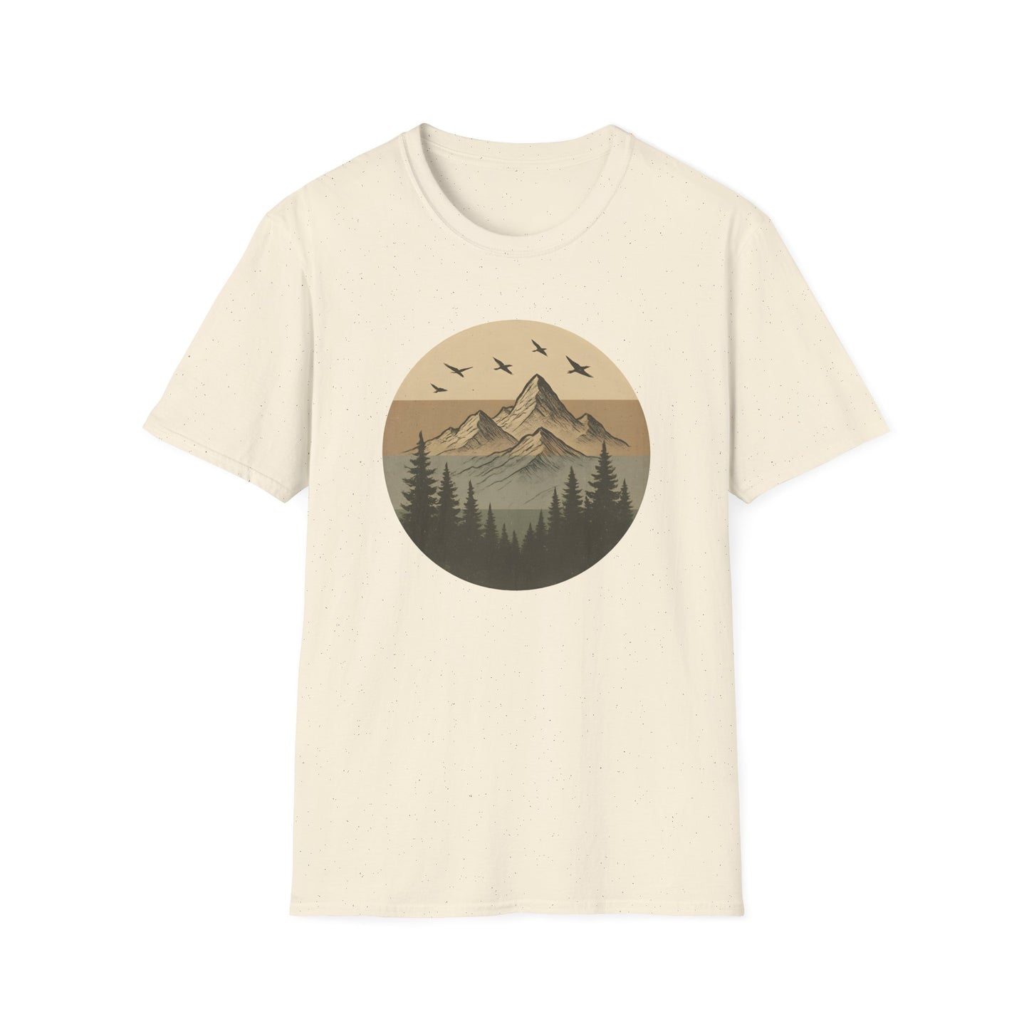Retro Mountain Landscape Earth Tones T-shirt