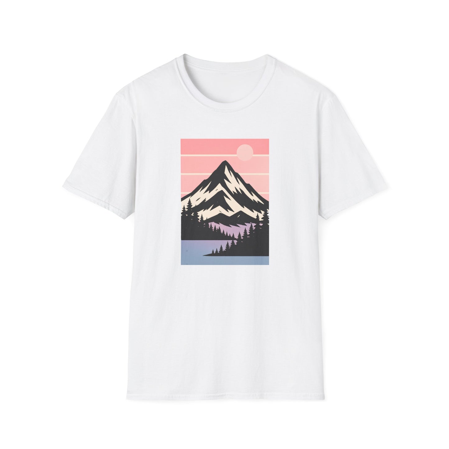 Retro Mountain Peak Pink Sunset T-shirt