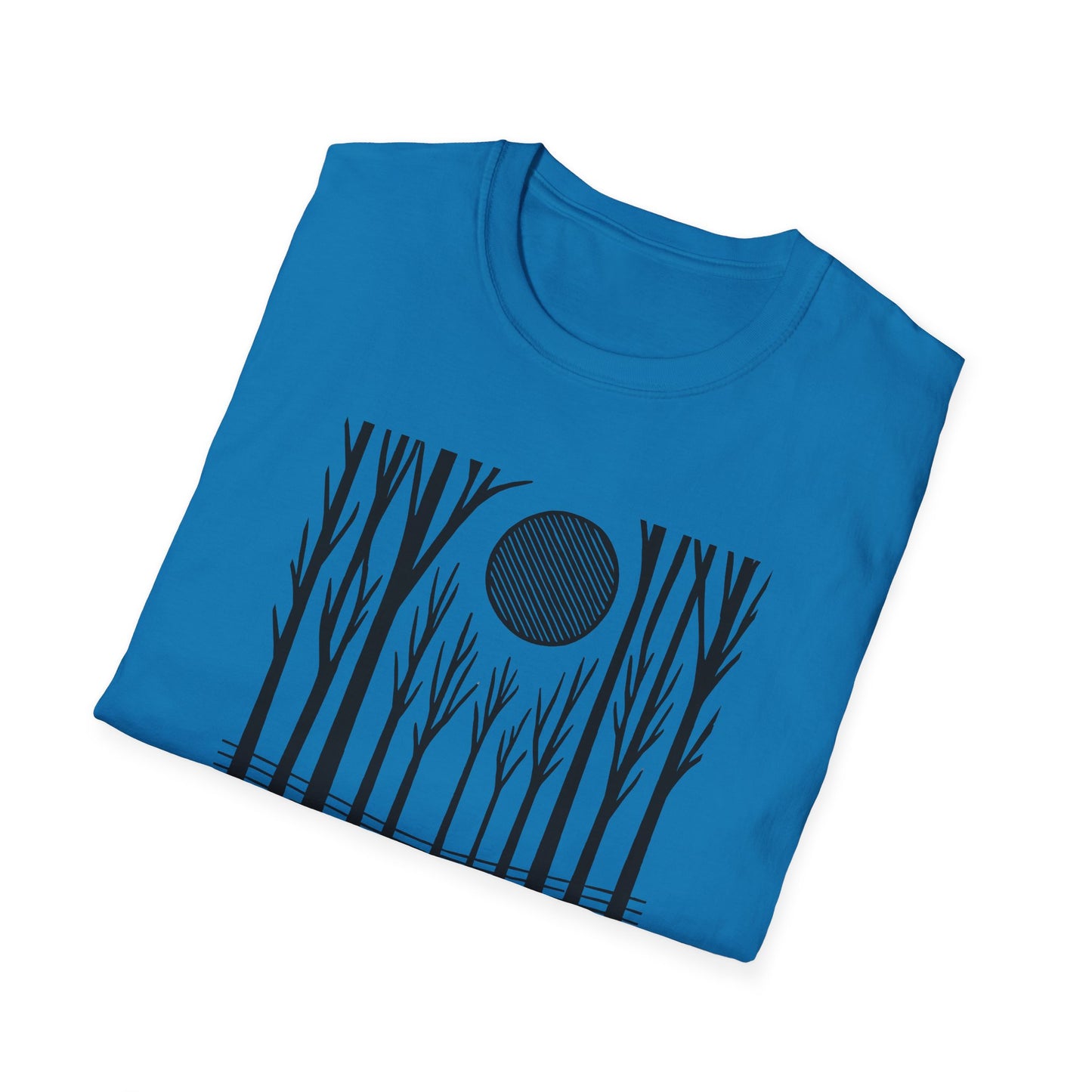 Striped Moon Over Winter Forest T-shirt