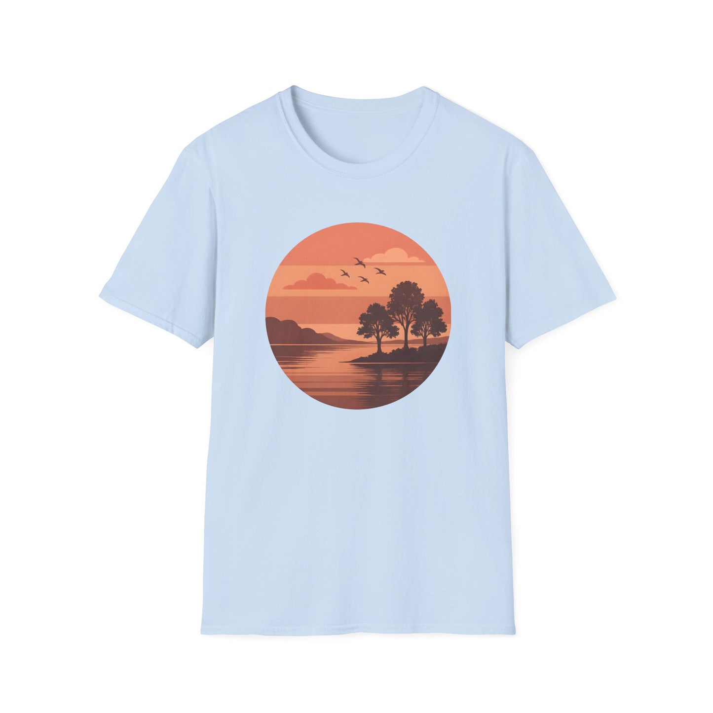 Deep Red Sunset Over Lake T-shirt