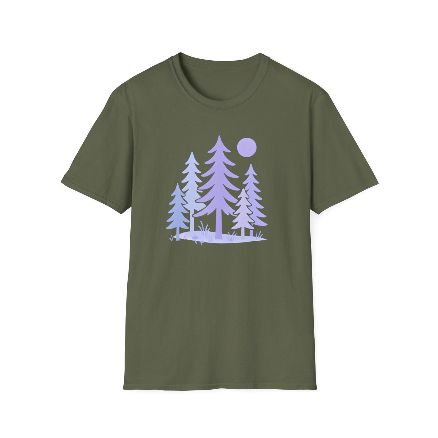 Serene Purple Forest Drawing T-shirt