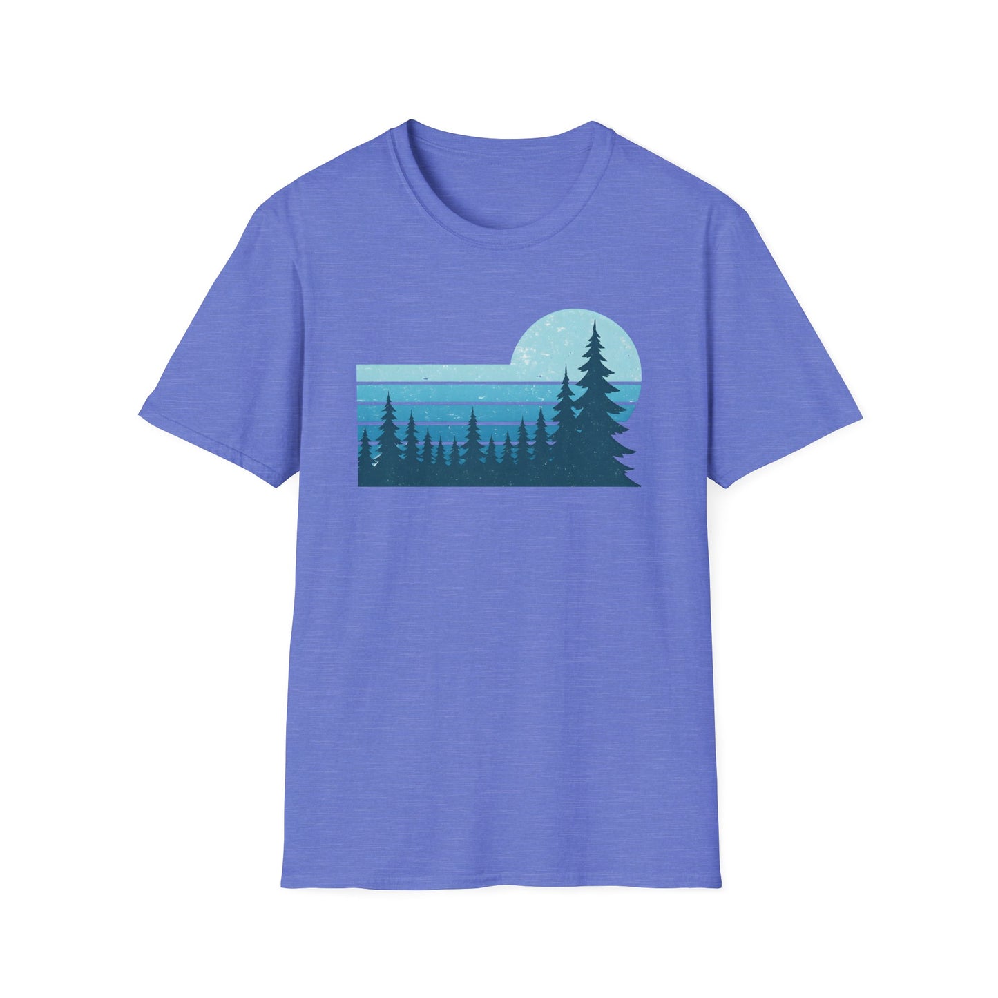 Retro Teal Sunset Over Pines T-shirt