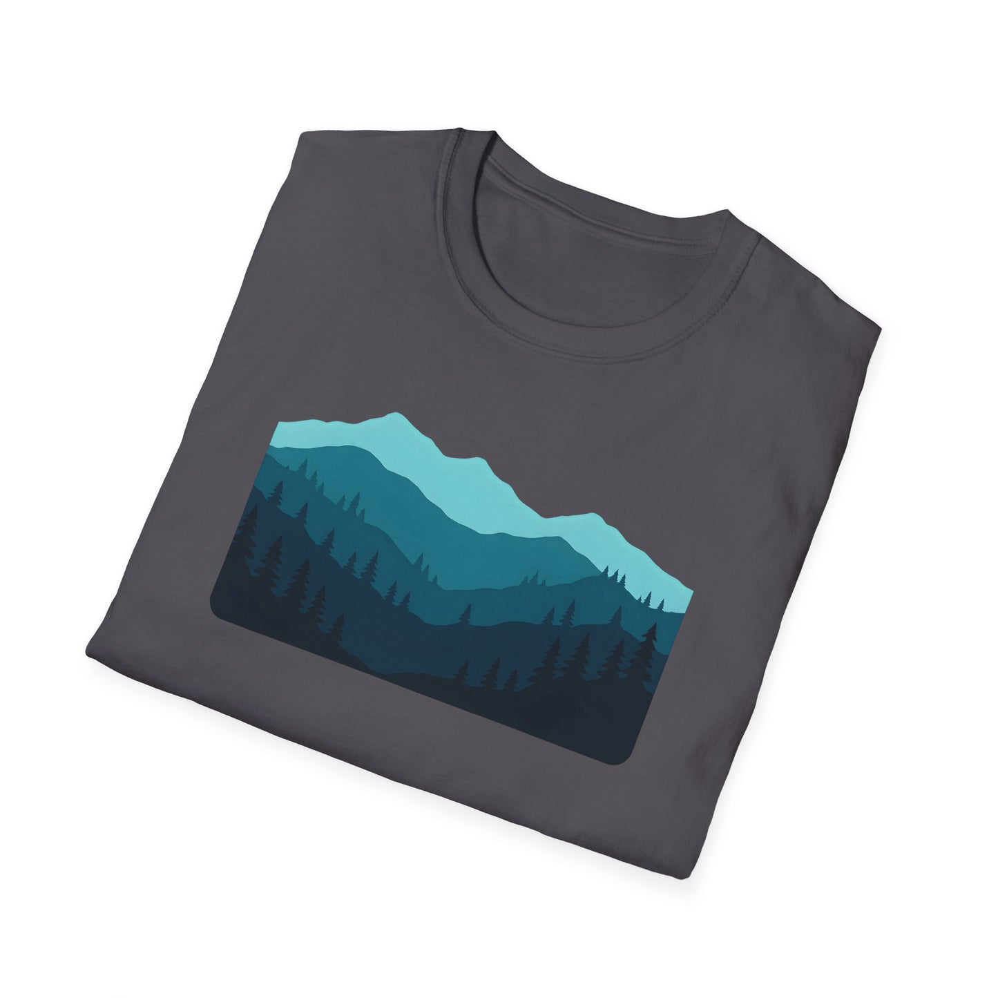Layered Teal Mountain Landscape T-shirt