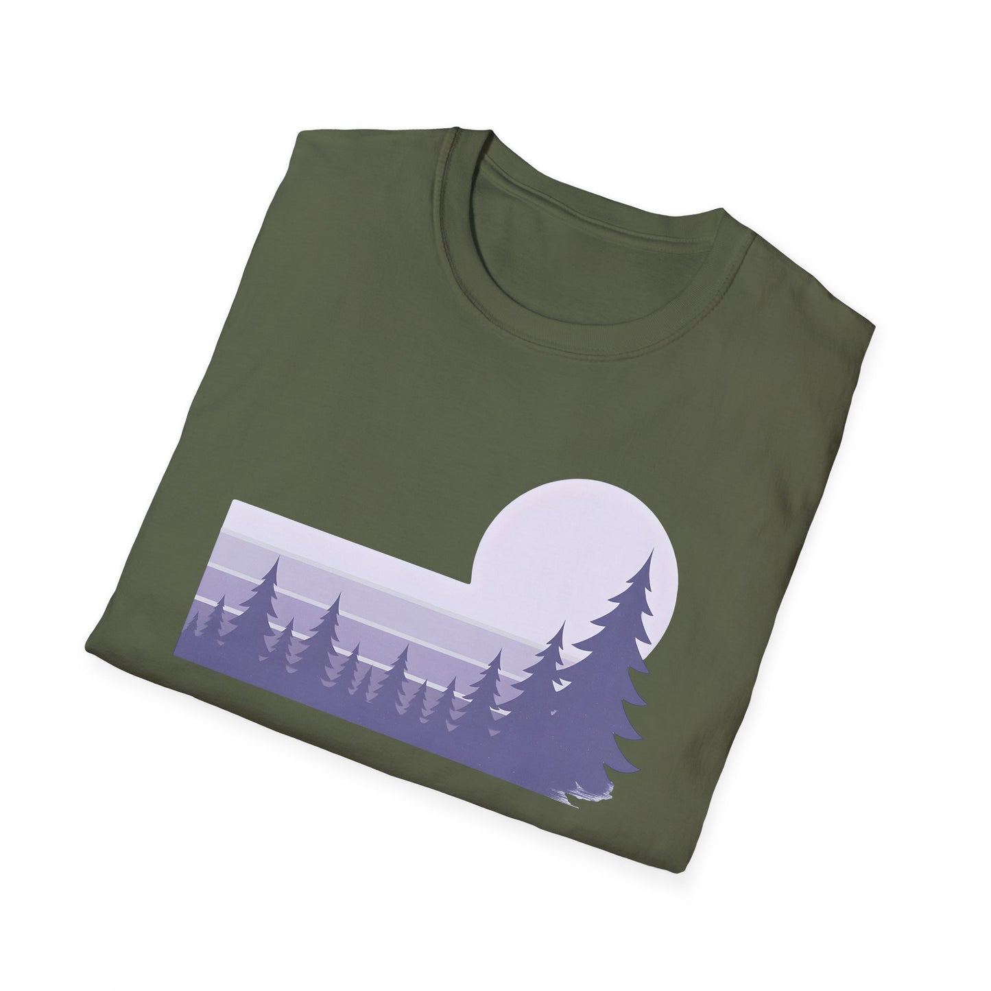 Retro Lilac Sunset Over Pines T-shirt