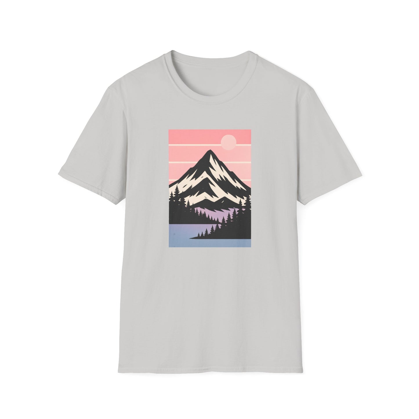 Retro Mountain Peak Pink Sunset T-shirt
