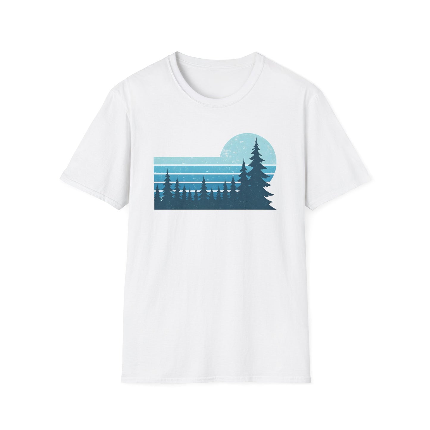 Retro Teal Sunset Over Pines T-shirt