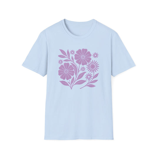 Flower Gathering Lavender Ink Print T-shirt