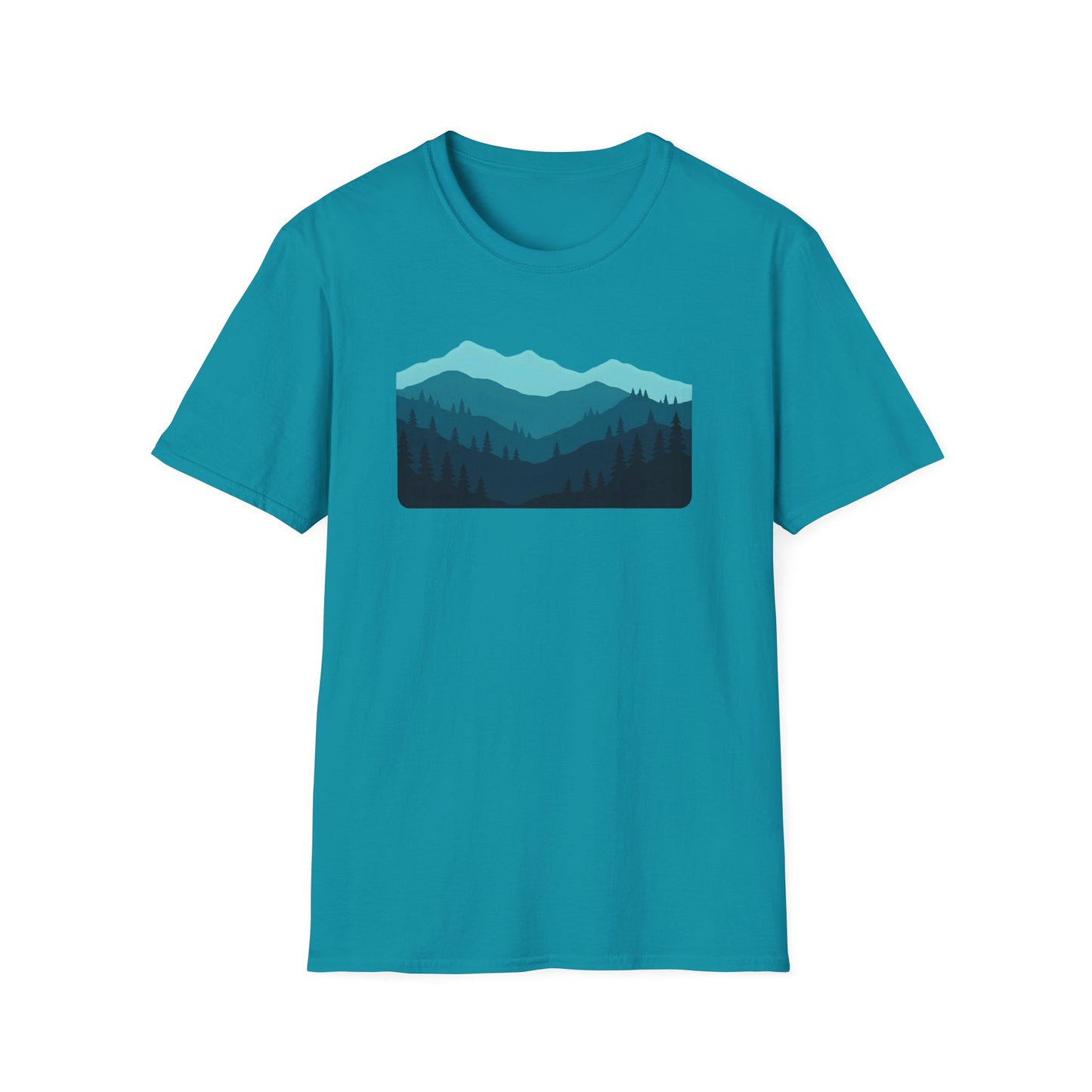 Layered Teal Mountain Landscape T-shirt