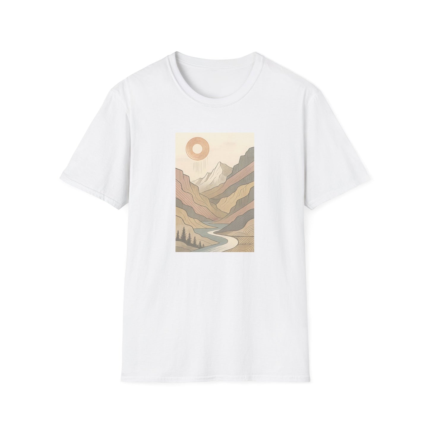 Deep Sun Over Geometrical Mountain Valley T-shirt