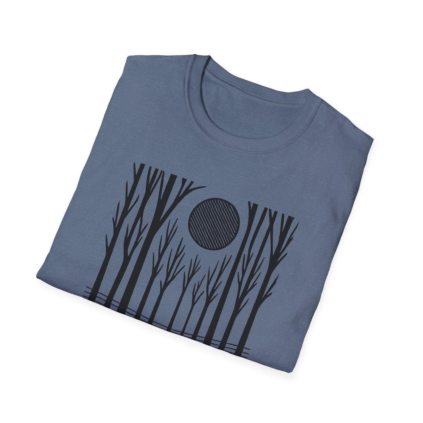 Striped Moon Over Winter Forest T-shirt