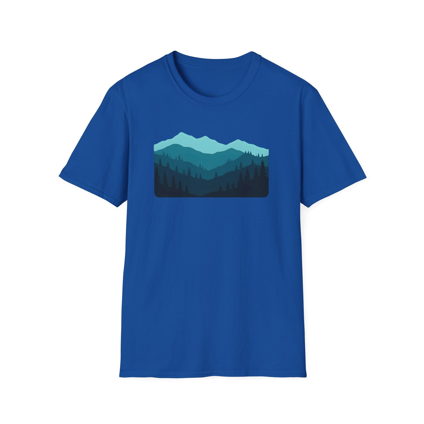 Layered Teal Mountain Landscape T-shirt