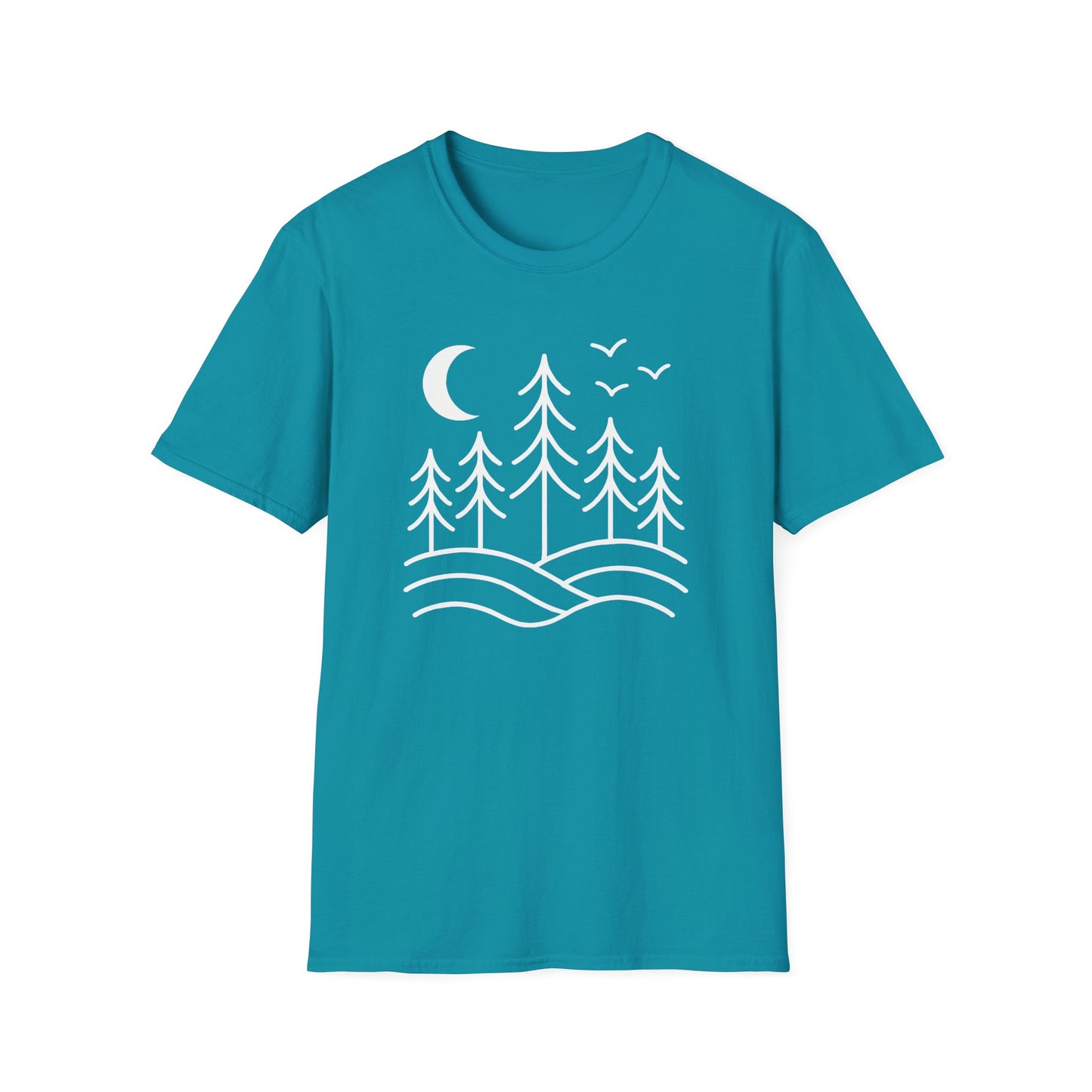 Minimalist Pines Under The Moon T-shirt