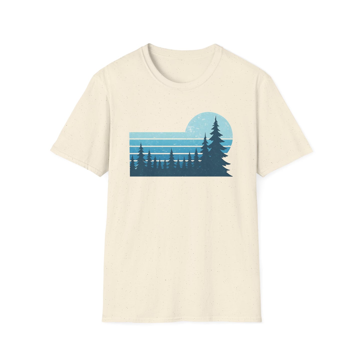 Retro Teal Sunset Over Pines T-shirt
