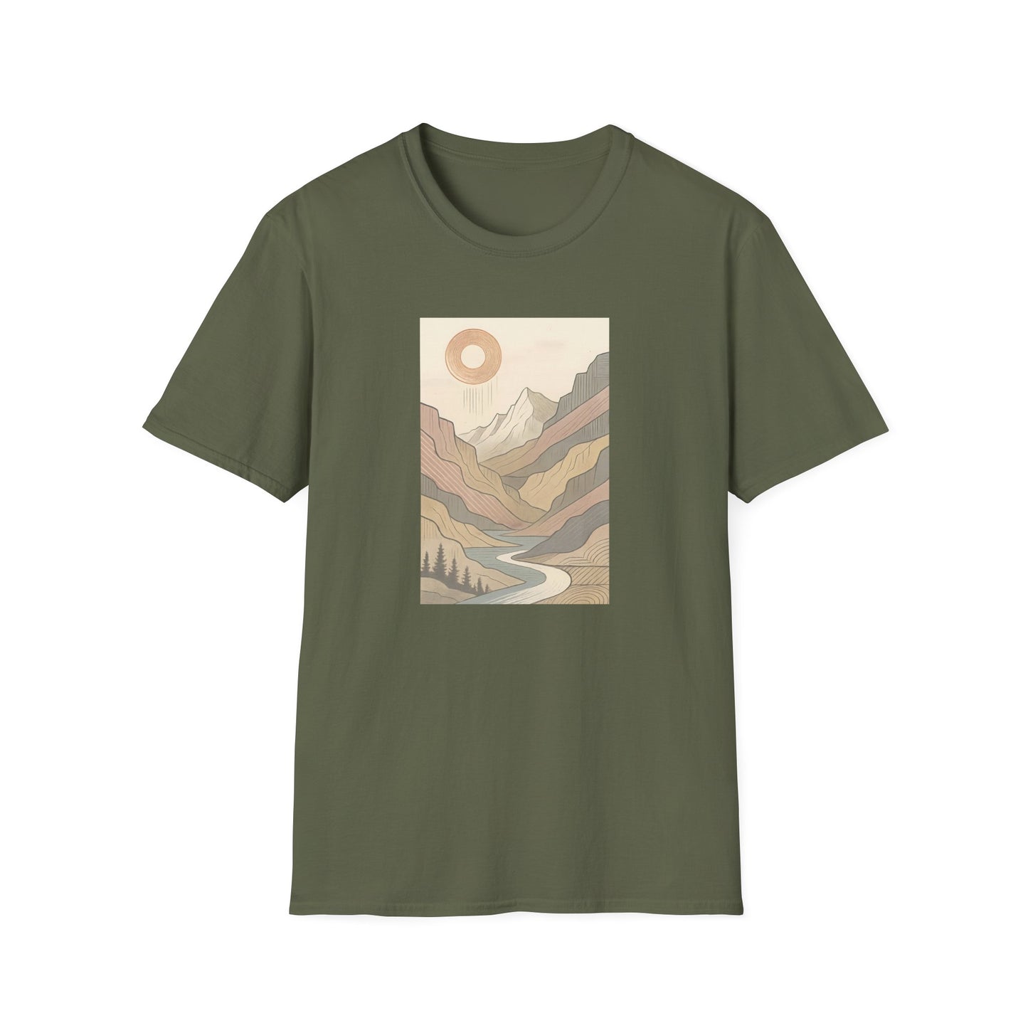 Deep Sun Over Geometrical Mountain Valley T-shirt
