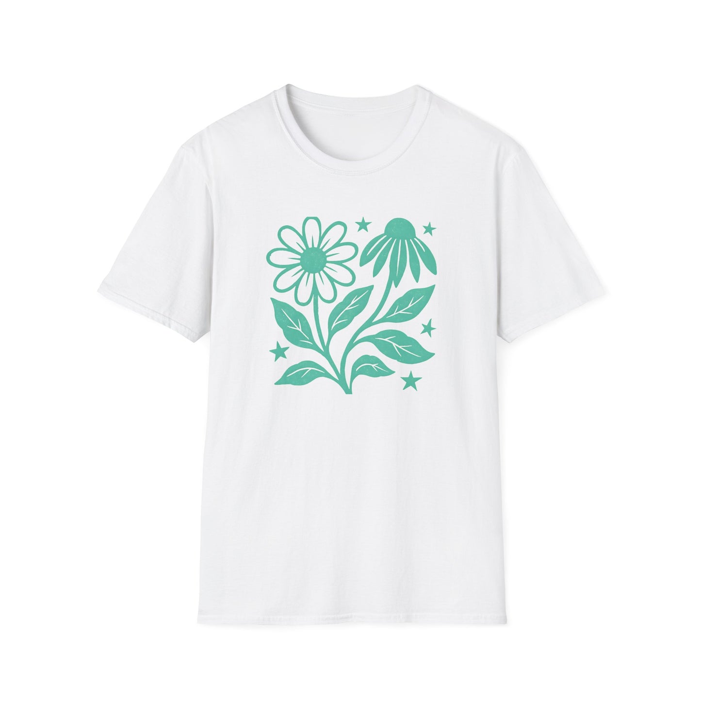 Flowers Under The Stars Ink Print T-shirt
