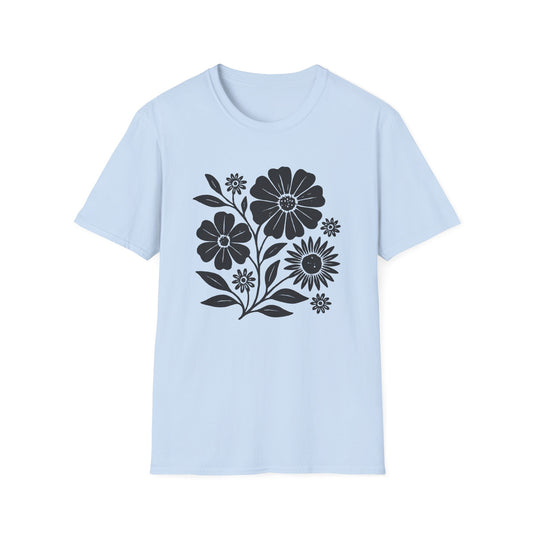 Botanical Portrait Black Ink Print T-shirt