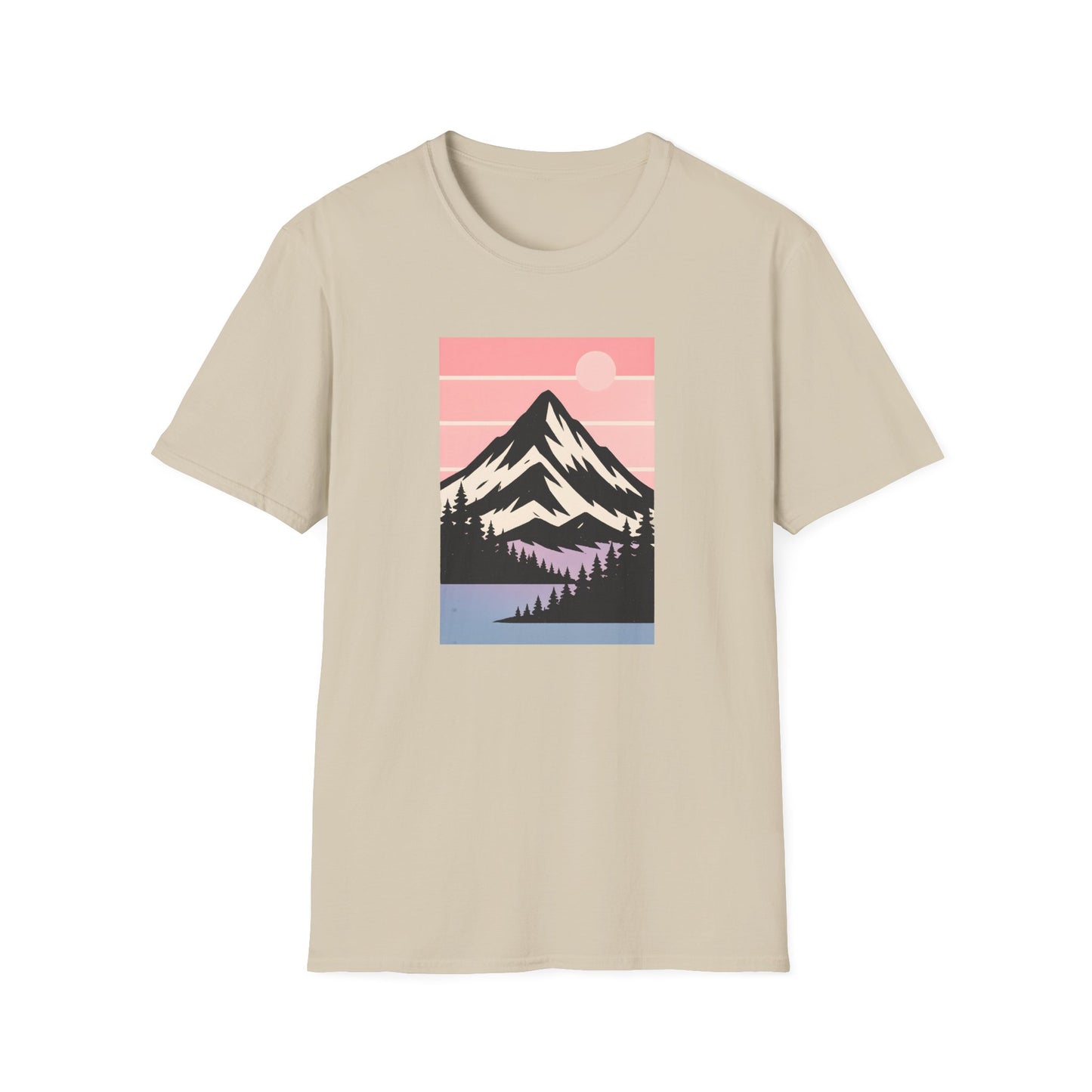 Retro Mountain Peak Pink Sunset T-shirt