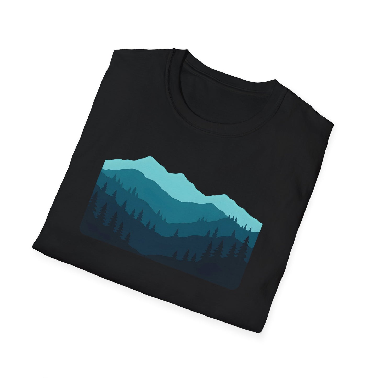 Layered Teal Mountain Landscape T-shirt