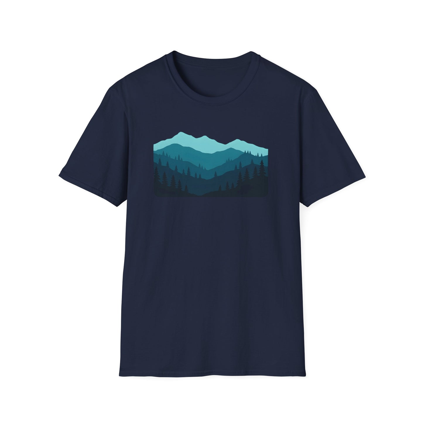 Layered Teal Mountain Landscape T-shirt