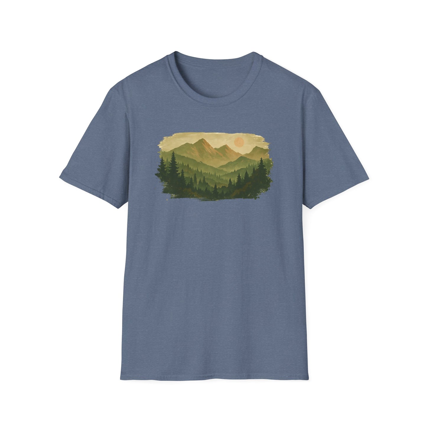 Brushstroke Green Mountain Landscape T-shirt