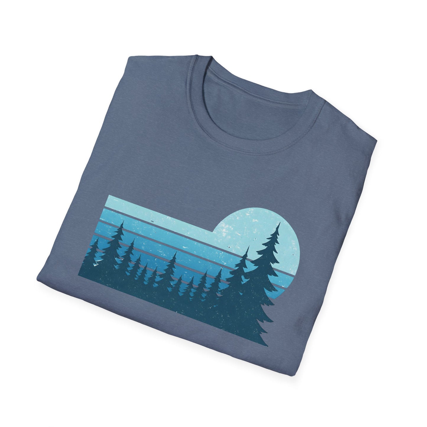 Retro Teal Sunset Over Pines T-shirt