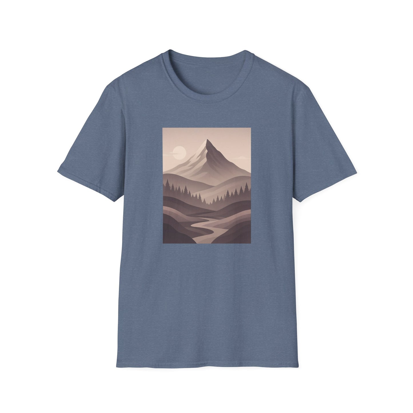 Layered Valley Greyscale Landscape T-shirt