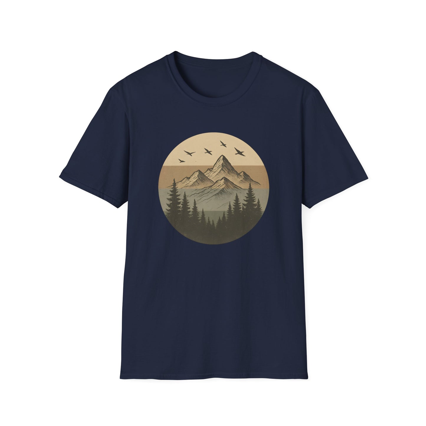 Retro Mountain Landscape Earth Tones T-shirt