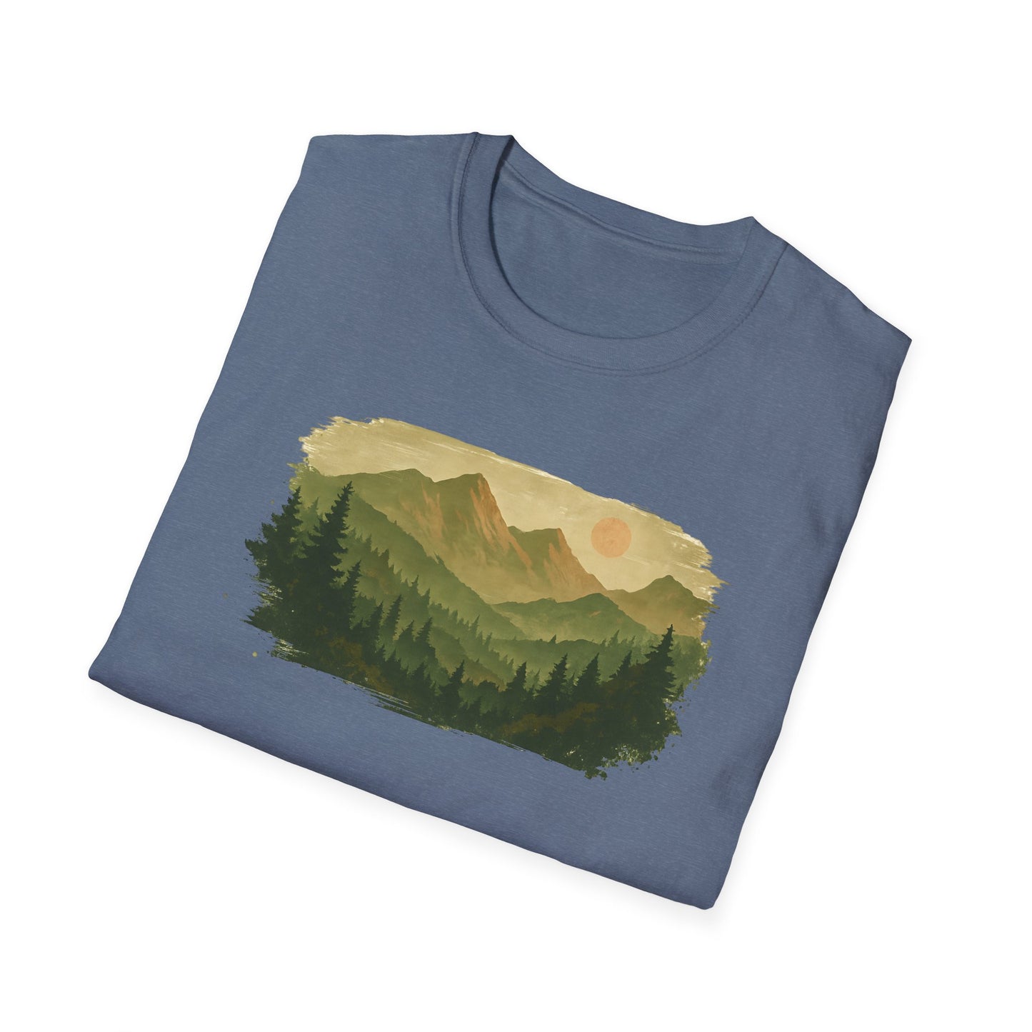 Brushstroke Green Mountain Landscape T-shirt