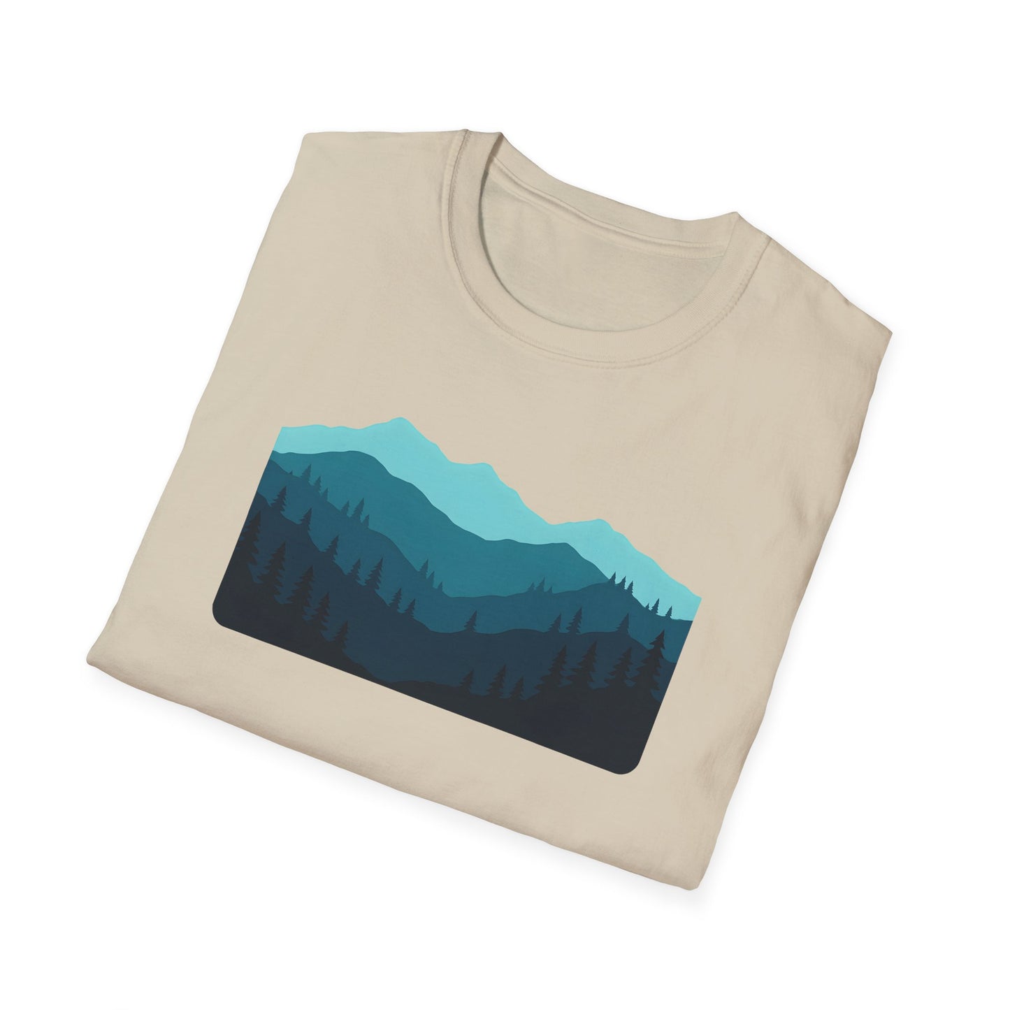 Layered Teal Mountain Landscape T-shirt