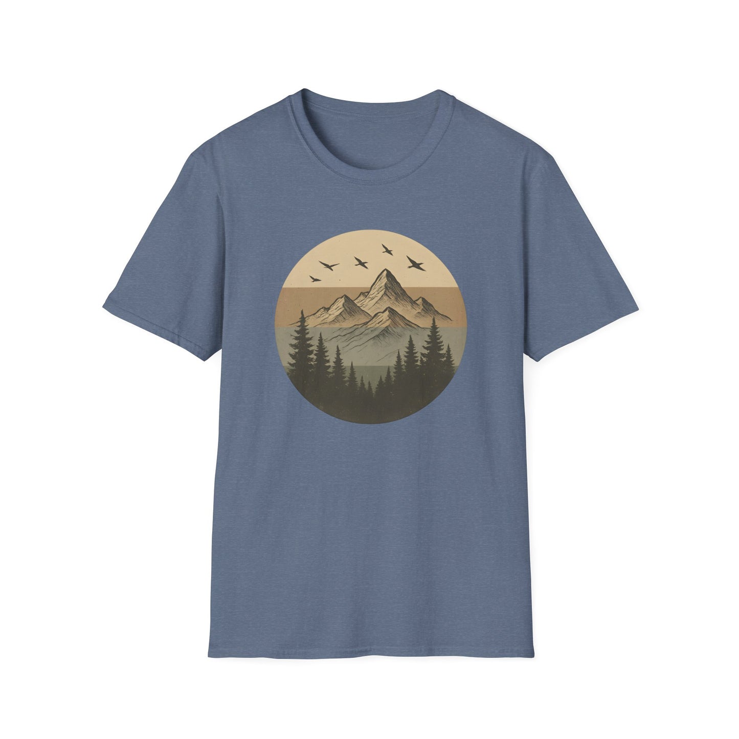 Retro Mountain Landscape Earth Tones T-shirt