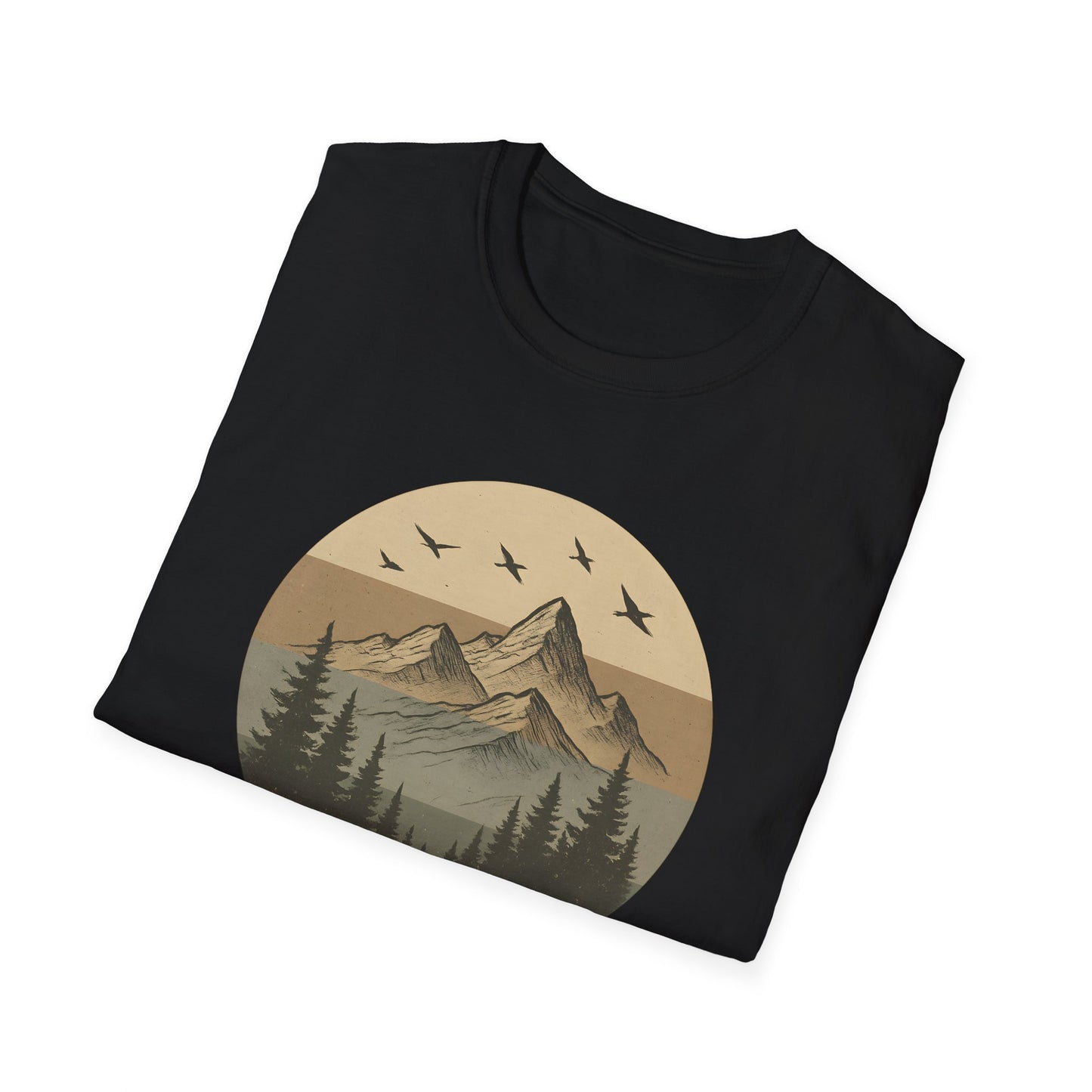 Retro Mountain Landscape Earth Tones T-shirt