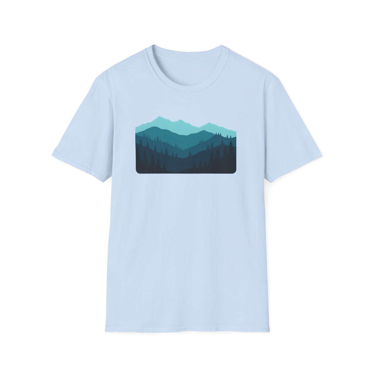 Layered Teal Mountain Landscape T-shirt