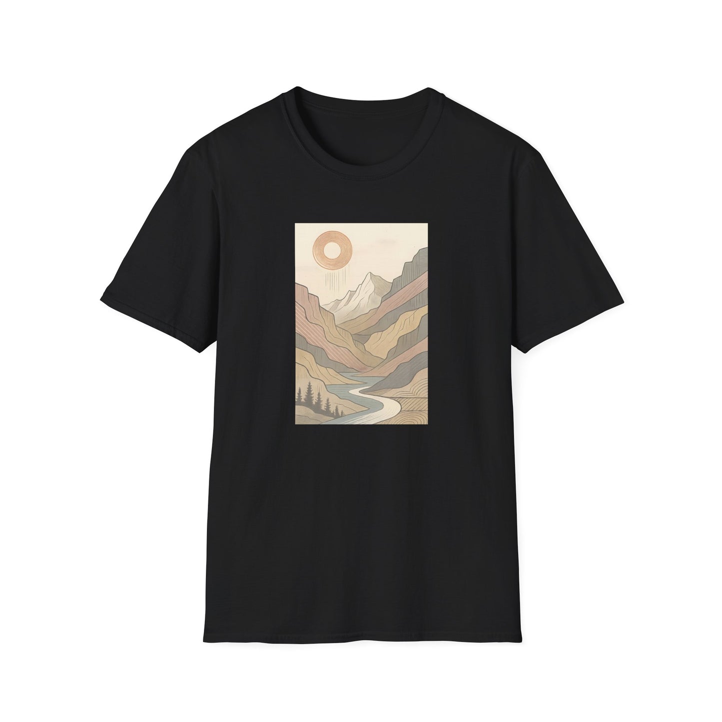 Deep Sun Over Geometrical Mountain Valley T-shirt
