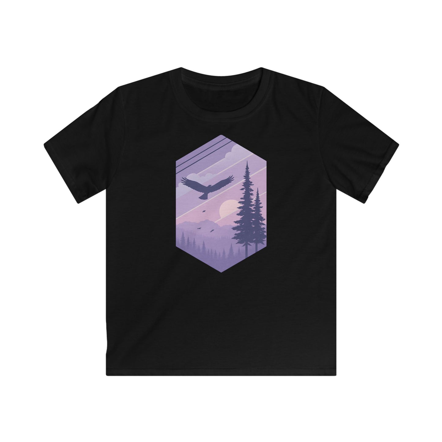 Children’s Soaring Eagle Over Purple Pines T-shirt