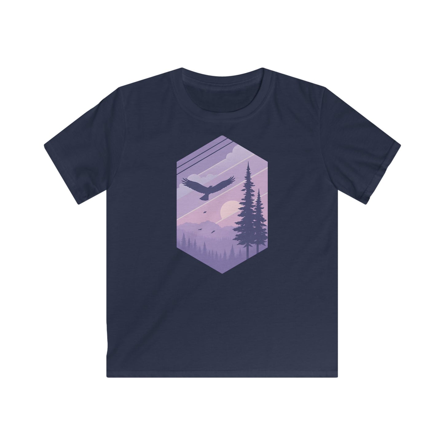 Children’s Soaring Eagle Over Purple Pines T-shirt