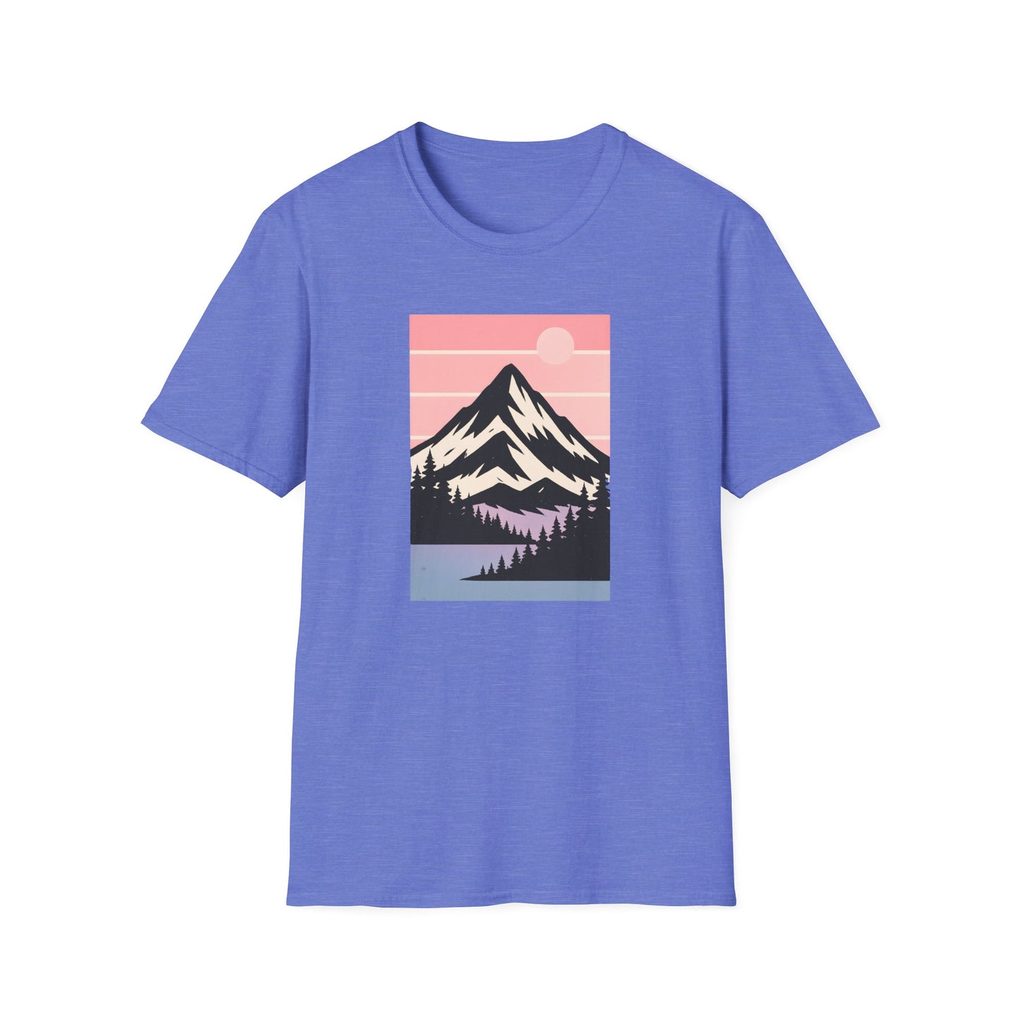 Retro Mountain Peak Pink Sunset T-shirt