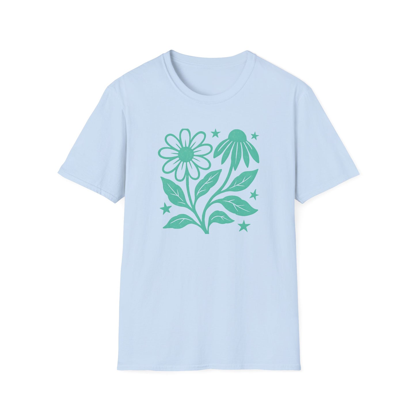 Flowers Under The Stars Ink Print T-shirt