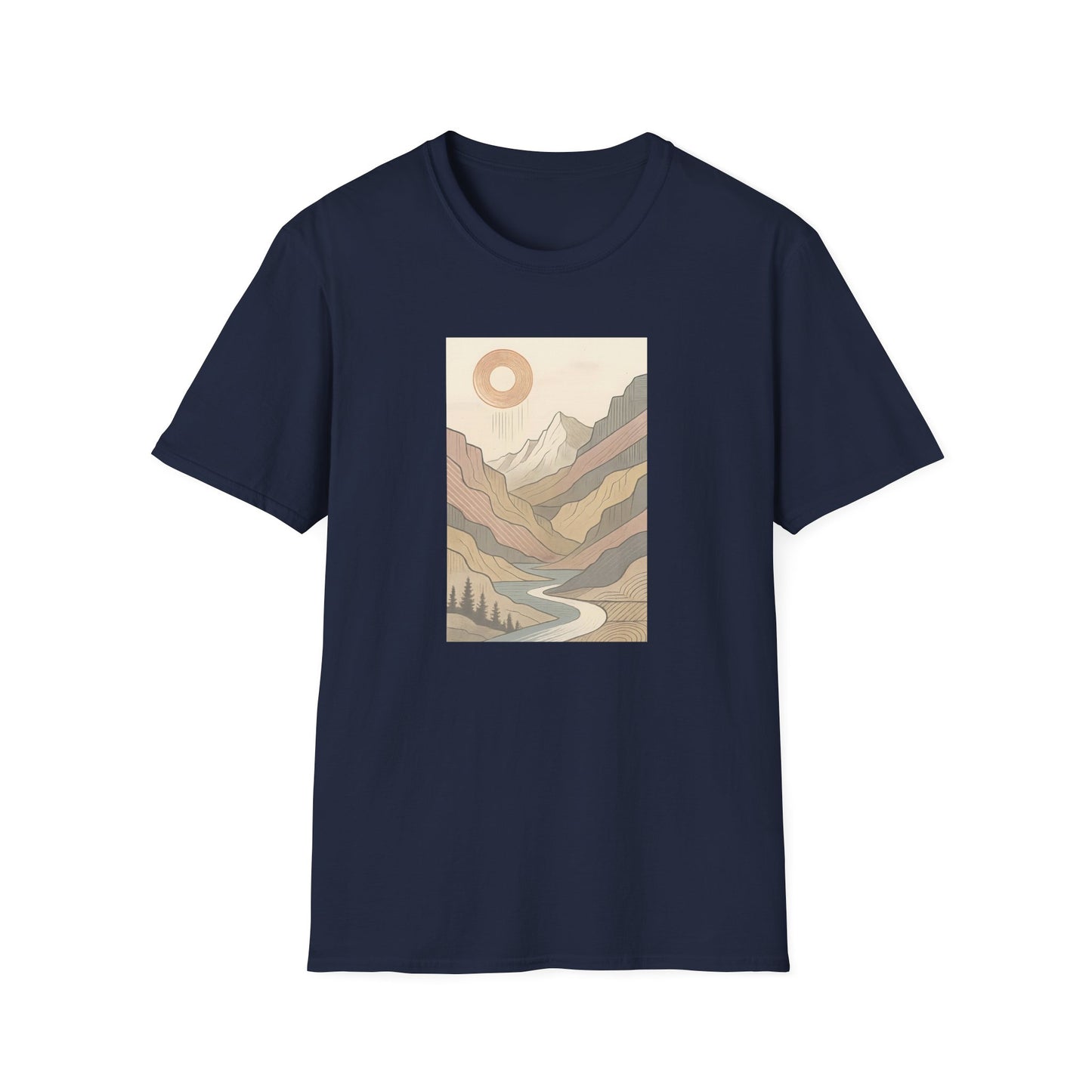 Deep Sun Over Geometrical Mountain Valley T-shirt