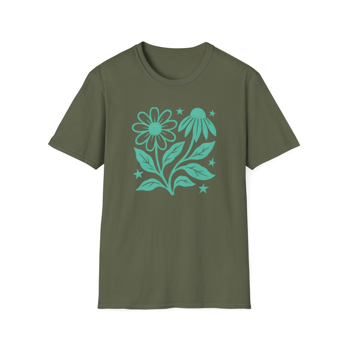 Flowers Under The Stars Ink Print T-shirt