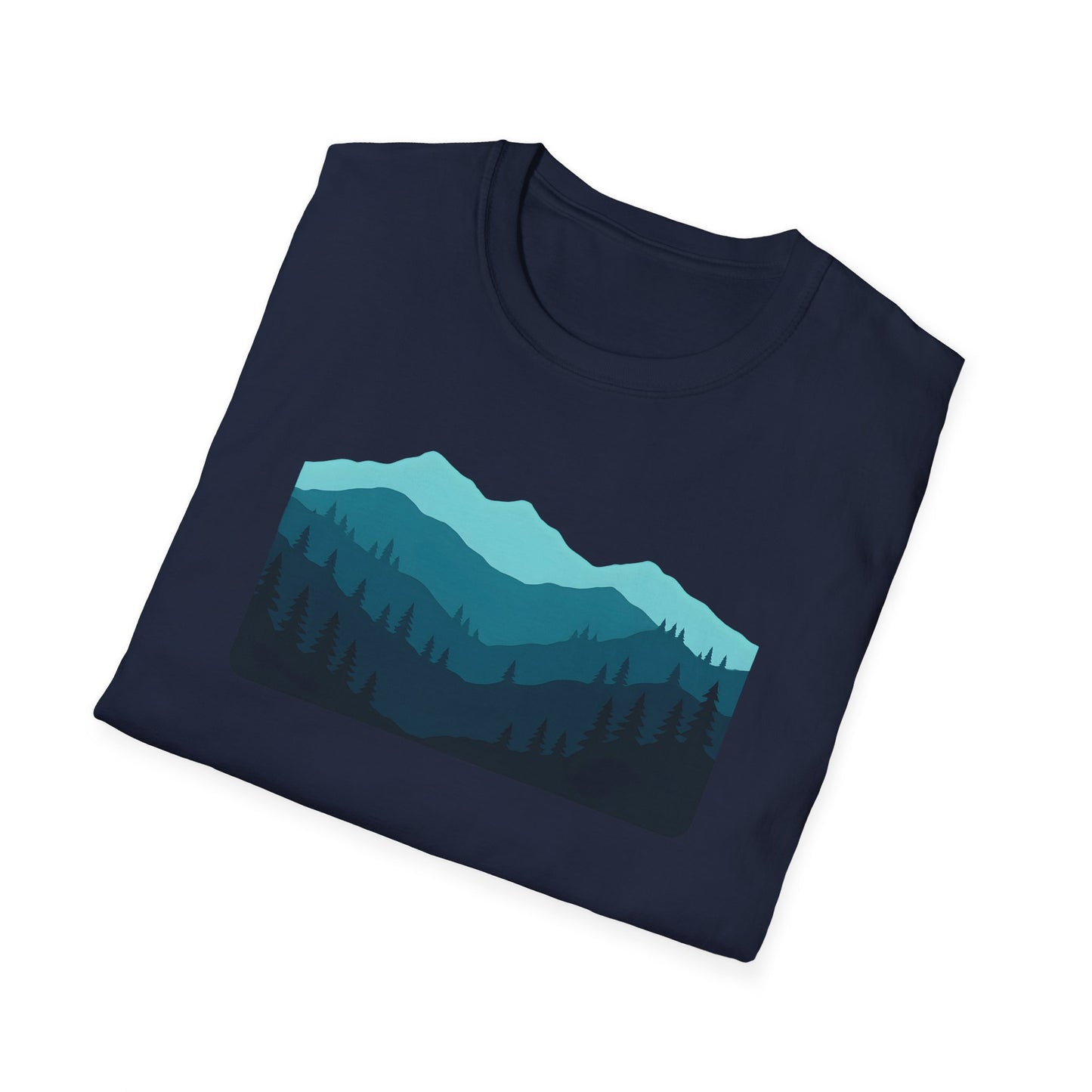 Layered Teal Mountain Landscape T-shirt